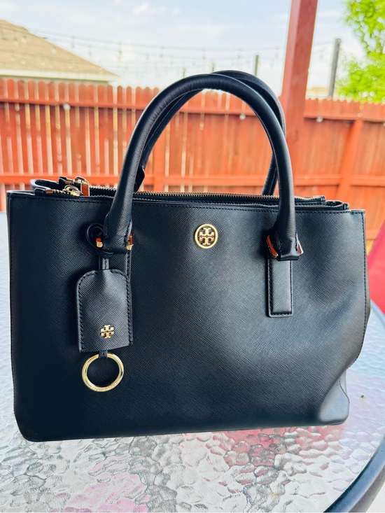 Tory Burch Handbags - Tory Burch Black Leather Satchel with Gold Logo